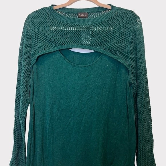 Torrid Pullover Slit Front Sweater Emerald Green NWT Size 1 US 1X (14-16) - Picture 6 of 10